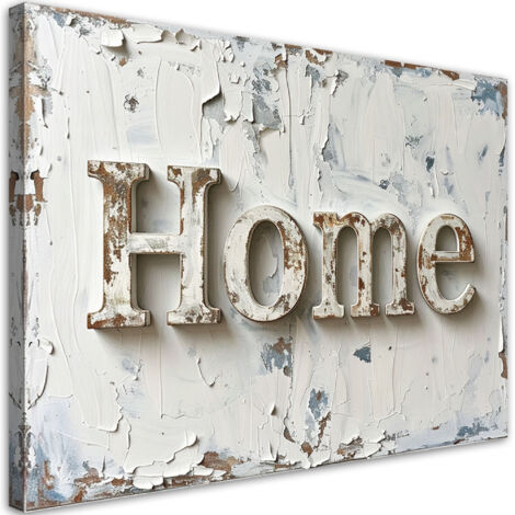Tableau déco Enseigne maison Typographie shabby chic 100x70 (1/4)