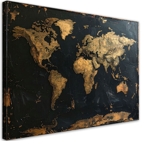 Tableau déco Carte du monde style rétro vintage imitation peinture 100x70 (1/4)