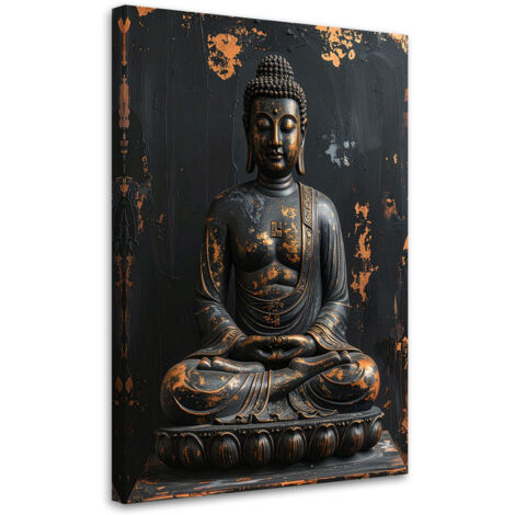 Tableau déco Bouddha Zen Spa sur fond noir 70x100