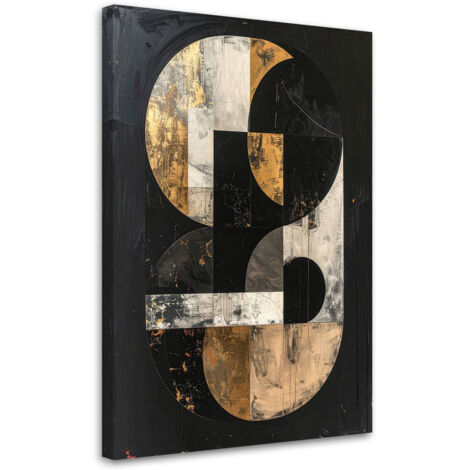 Tableau déco Abstraction géométrique noire et dorée dans un style glamour 70x100 (1/4)