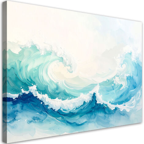 Tableau déco Mer et vagues Paysage pastel bleu 100x70 (1/4)