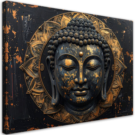 Tableau déco Bouddha Zen Spa noir et or 60x40 (1/4)