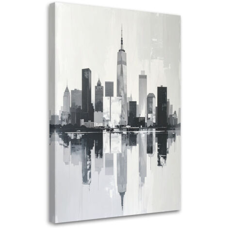 Tableau déco Noir et blanc Imitation peinture de bâtiments urbains 70x100 (1/4)