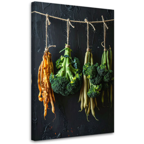 Tableau déco Brocoli Haricots sur fond noir 70x100 (1/4)