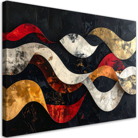 Tableau déco Vagues abstraites sur fond noir 60x40 (1/4)