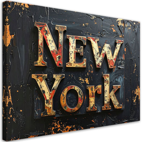 Tableau déco Enseigne New York Peinture imitation Typographie 100x70 (1/4)