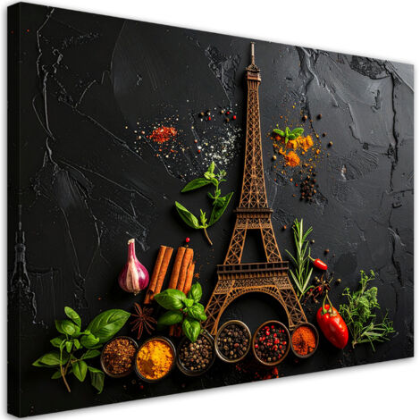 Tableau déco Épices et herbes aromatiques Tour Eiffel 90x60 (1/4)