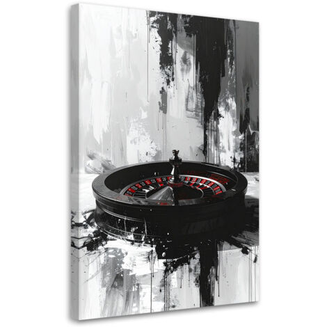 Tableau déco Roulette Casino Jeux d'argent Noir et blanc 70x100 (1/4)
