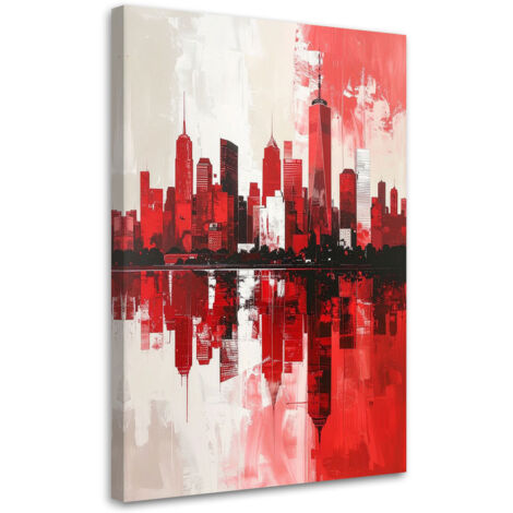 Tableau déco Rouge Imitation peinture de bâtiments urbains 40x60 (1/4)
