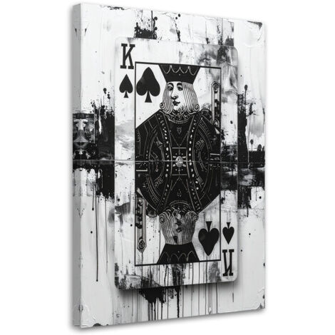Tableau déco Cartes Roi de pique Jeux d'argent Noir et blanc Abstrait 70x100