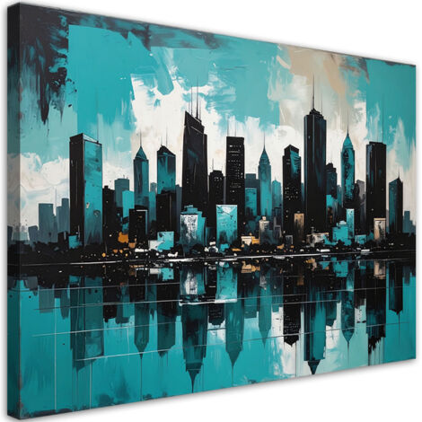 Tableau déco Bâtiments modernes Ville turquoise 90x60 (1/4)