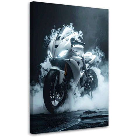 Tableau déco Moto sportive blanche 40x60 (1/4)