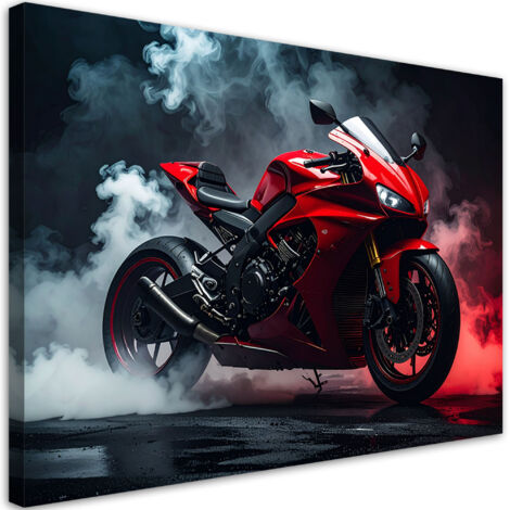Tableau déco Moto rouge 90x60 (1/4)