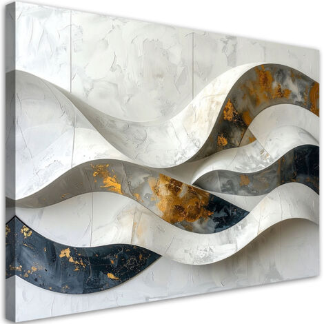 Tableau déco Vagues abstraites dans des nuances de gris 100x70 (1/4)