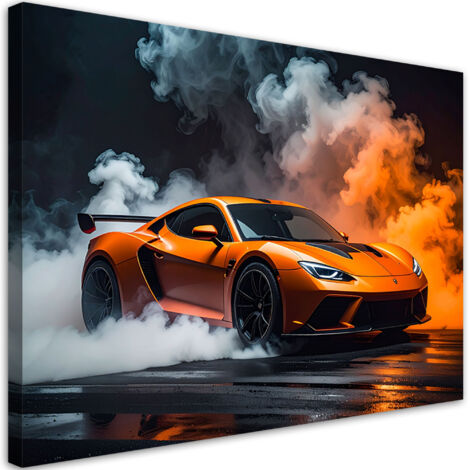 Tableau déco Voiture de sport orange 90x60 (1/4)