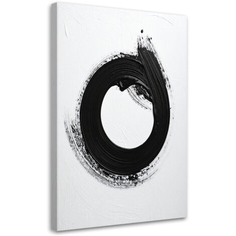 Tableau déco Abstraction imitation peinture cercle noir et blanc 60x90 (1/4)