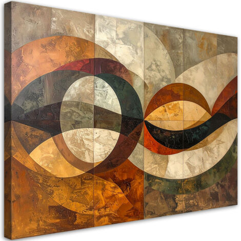 Tableau déco Abstraction géométrique dans des couleurs beige et marron 60x40 (1/4)
