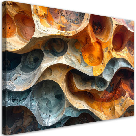 Tableau déco Structures rocheuses organiques abstraites dans des tons orange et gris 60x40 (1/4)