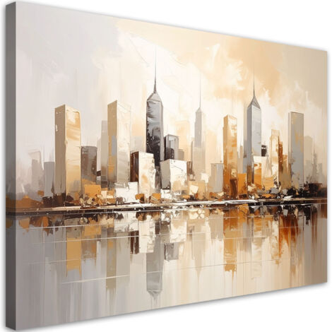 Tableau déco Ville moderne en couleurs beige 60x40