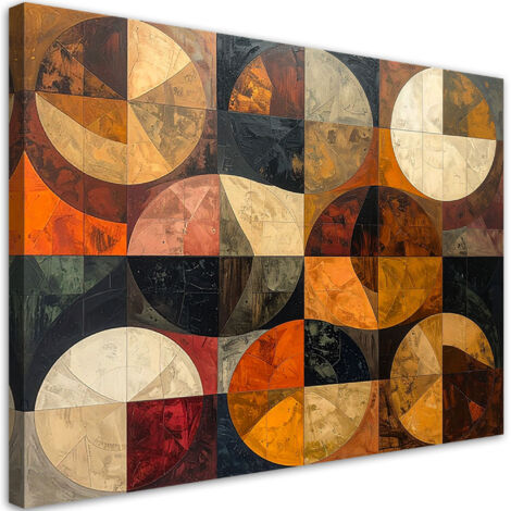 Tableau déco Cercles géométriques abstraits dans des tons terre 60x40 (1/4)