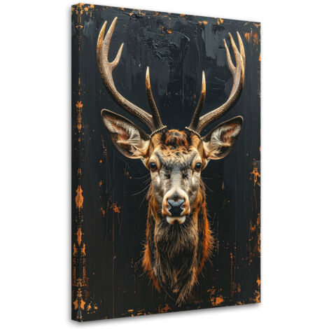 Tableau déco Tête de cerf sur fond noir 40x60