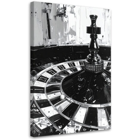 Tableau déco Roulette Casino Moderne Noir et blanc 40x60