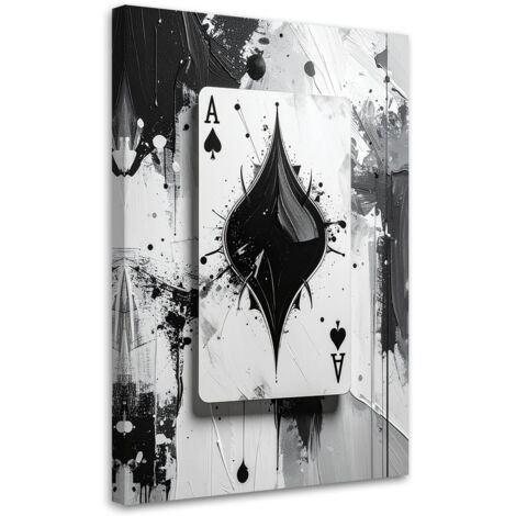 Tableau déco Cartes As de pique Jeux d'argent Noir et blanc Abstrait 60x90 (1/4)