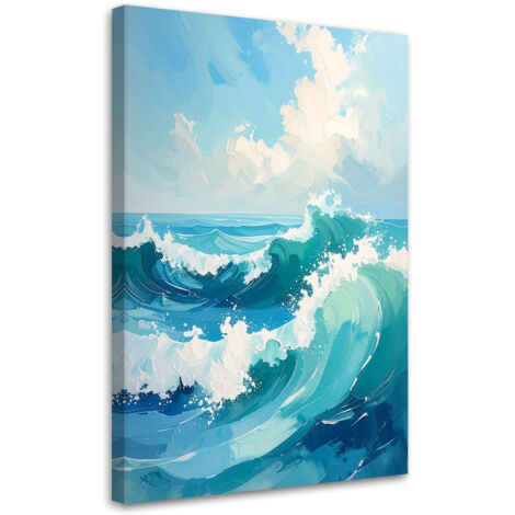 Tableau déco Mer et vagues Paysage pastel moderne bleu 40x60 (1/4)