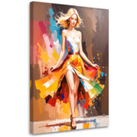 Tableau déco Femme en robe colorée 70x100