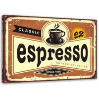 Tableau sur toile Panneau Rétro Café Espresso 90x60