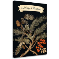 Tableau sur toile Panneau Joyeux Noël et branche de pin 60x90
