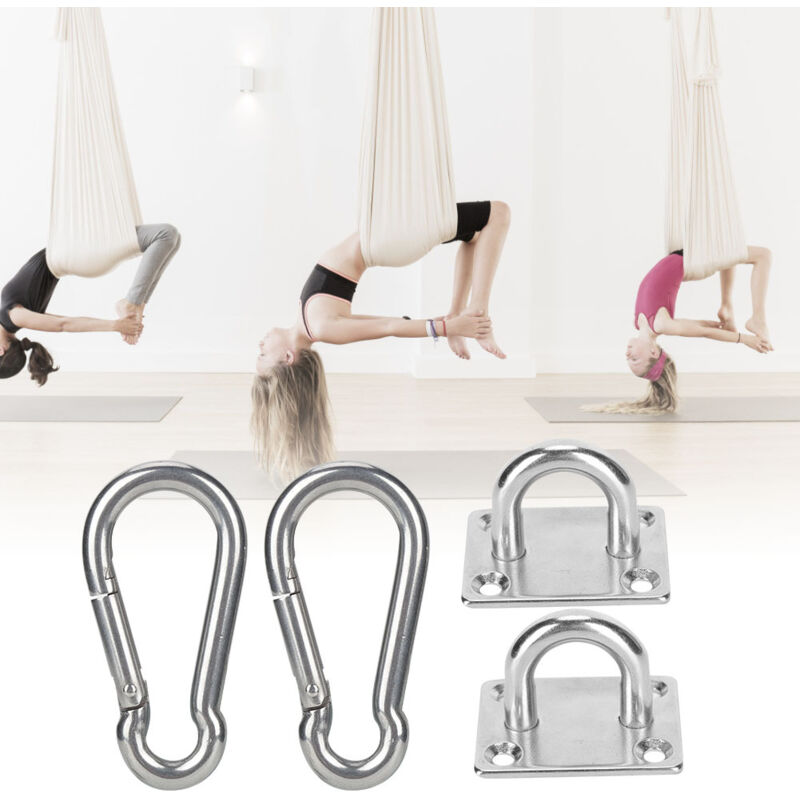 Plaque d'ancrage en acier inoxydable pour hamac, anneau de fixation toiture et sandows de suspension - 5
