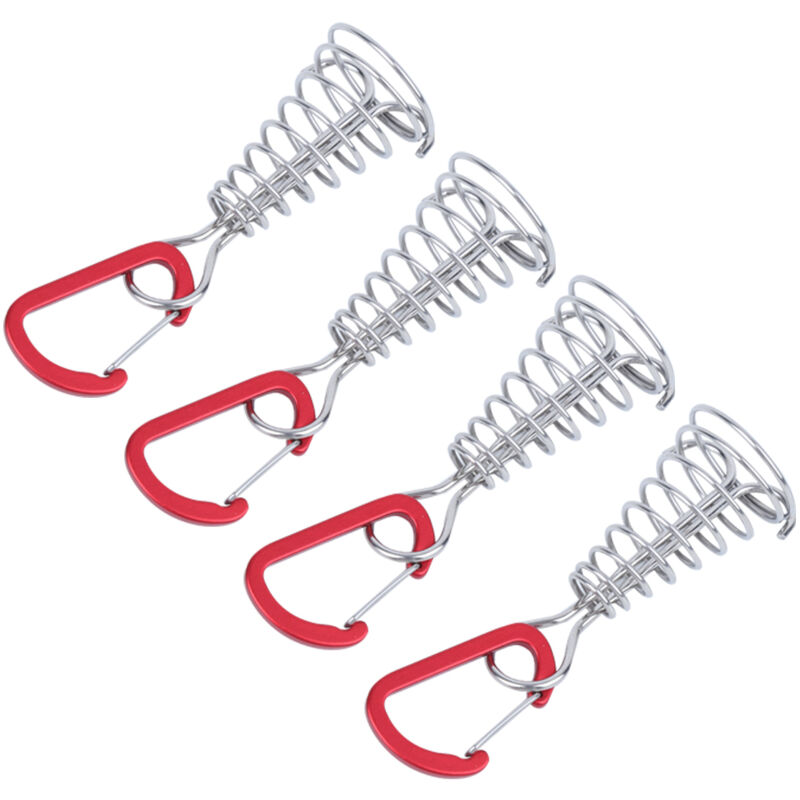 Crochet à Ressort en Acier Inoxydable pour Tente de Camping - Fixation de Corde Anti-Vent Extérieure - 5