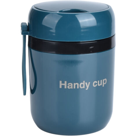 Conteneur isotherme 500ml anti-brûlure avec cuillère pliable pour bureau et école, jaune et bleu (1/5)