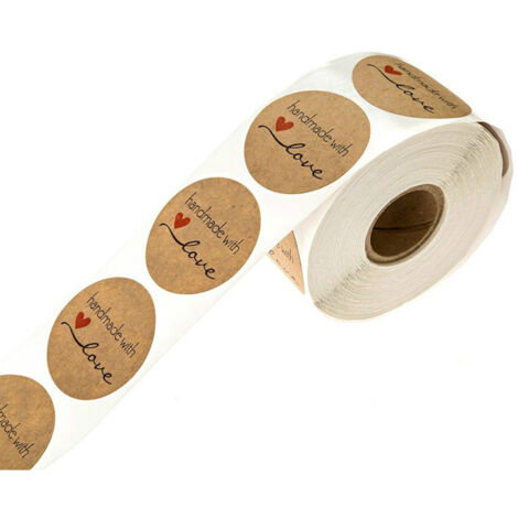 500 Étiquettes Kraft Adhésives Faites Main - Rondes pour Cadeaux et Emballage (1/5)