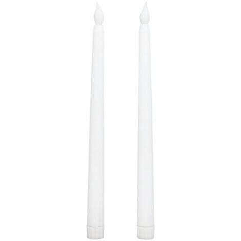 2 bougies LED effilées sans flamme, piles incluses, pour mariage et fêtes, coque blanche (1/5)