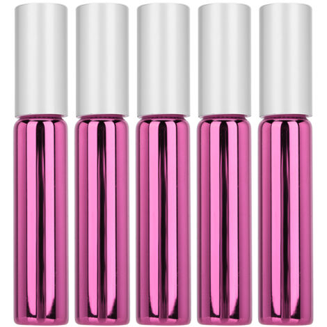 5 bouteilles en verre vide à bille roll-on pour huiles essentielles et parfums - Rouge rose (1/5)