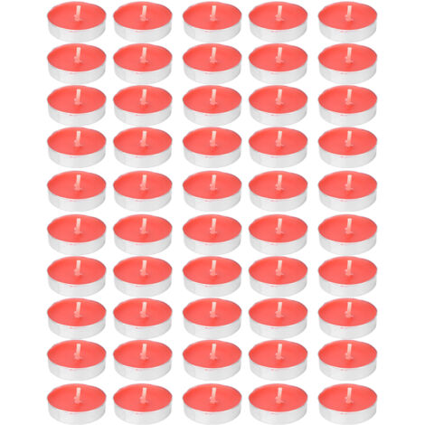 50 bougies chauffe-plat longue durée 2 heures sans fumée, décoratives pour fêtes (rouge) - lot de 50 (1/5)