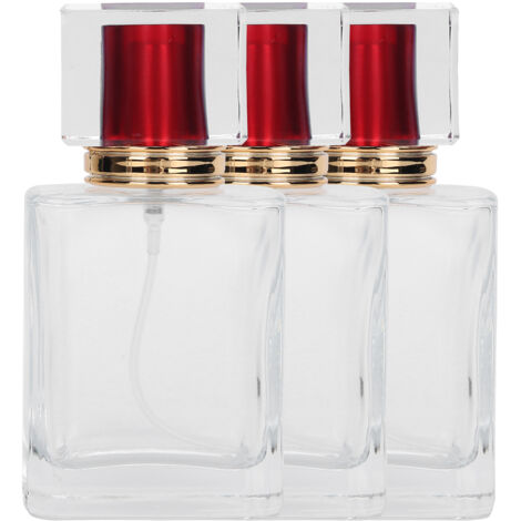 Flacon à parfum en verre 50ml rechargeable, vaporisateur et distributeur pour liquides et maquillage rouge (1/5)