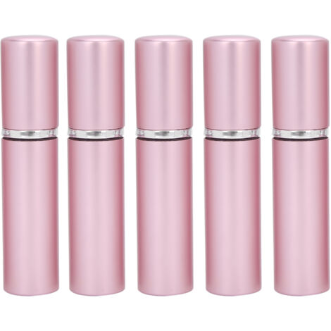 Flacon à parfum rechargeable 5ml en aluminium - Lot de 5 atomiseurs vides portables rose (1/5)