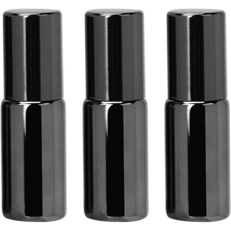 3 pièces Flacon Roller en Verre Professionnel 5ml Noir pour Huiles Essentielles Portable (1/5)