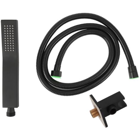 Tête de Douche Manuelle Pressurisée G1/2 Noir Mat avec Kit de Pulvérisation pour Salle de Bain (1/5)