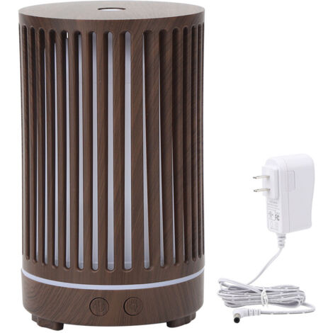 200ml Diffuseur d'Aromathérapie Silencieux avec Nuit Colorée, Humidificateur d'Air Prise US 100V-240V (Texture Bois Foncé) (1/5)