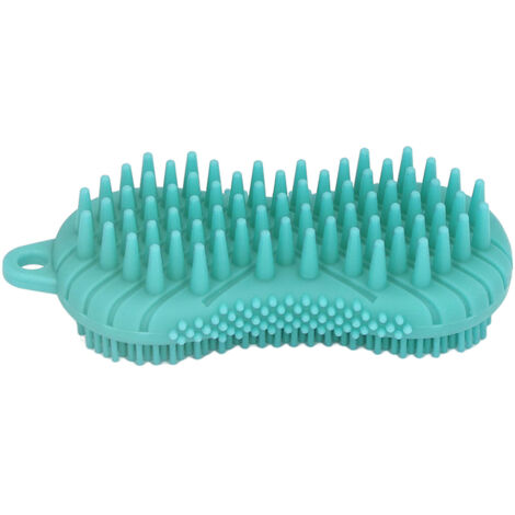 Gant de Gommage Corporel en Silicone à Double Face Ergonomique, Brosse de Massage et Exfoliation pour la Peau et Poils, Vert (1/5)