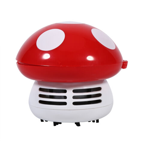 Aspirateur de Poussière Mini Champignon Mignon pour Bureau Clavier Nettoyeur Balayeur Nouveau (Rouge) (1/5)