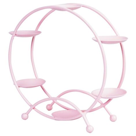 Porte-jouets décoratif en forme de grande roue avec bords arrondis et fixation murale, idéal pour le rangement sécurisé des jouets - Rose (1/5)
