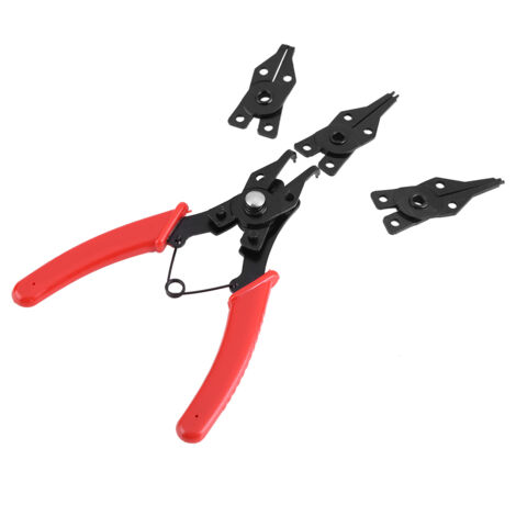 Jeu de pinces circlips multifonction 4 en 1, outil manuel pour clips de retenue (rouge) (1/5)