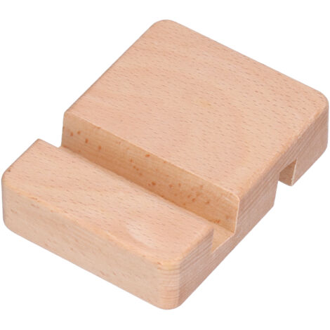 Support téléphone en bois compact et durable, double fente pour bureau et maison, design moderne et élégant (1/5)