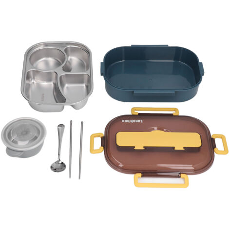 Boîte-repas isotherme 2 niveaux empilable en acier inoxydable 304, 200ml, avec fermeture pliable (1/5)