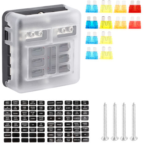 Boîtier à Fusibles 6 Voies avec Voyant LED - Idéal pour Voiture, Bateau, Camping-car et Applications Marines